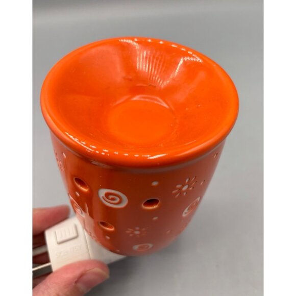 Scentsy Ceramic Plug In Wall Wax Warmer "Wake Up & Be Awesome" Orange - Picture 3 of 4